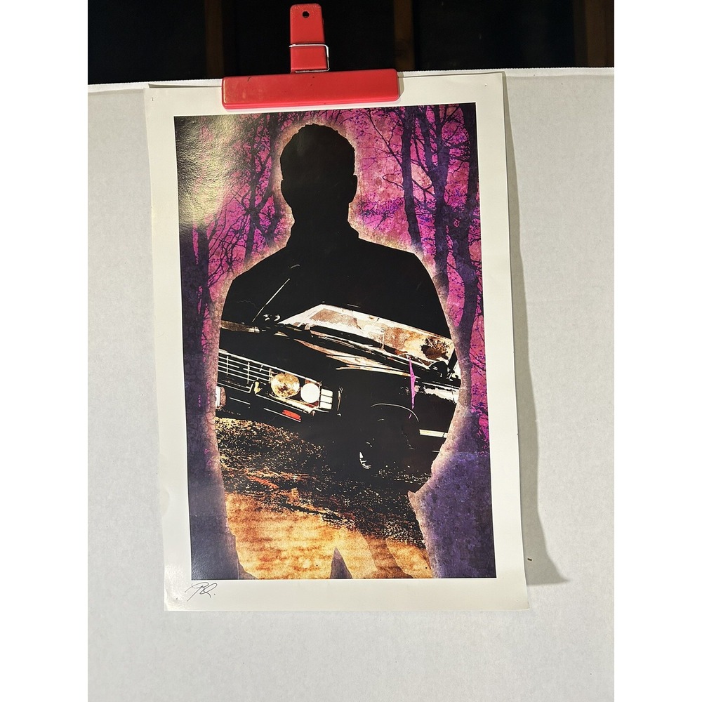 Dean Winchester Supernatural‎ 1967 Chevy Impala 13x19 Art Print Signed